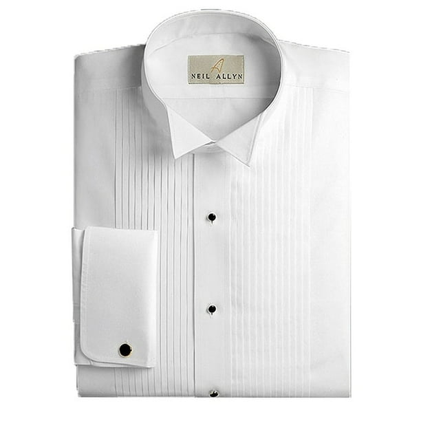 18.5" Poly-Cotton Pleated Wing Collar Dress Shirt